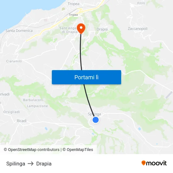 Spilinga to Drapia map