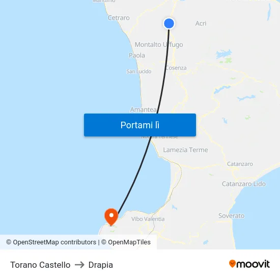 Torano Castello to Drapia map