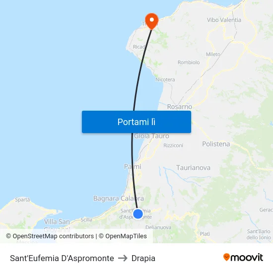 Sant'Eufemia D'Aspromonte to Drapia map