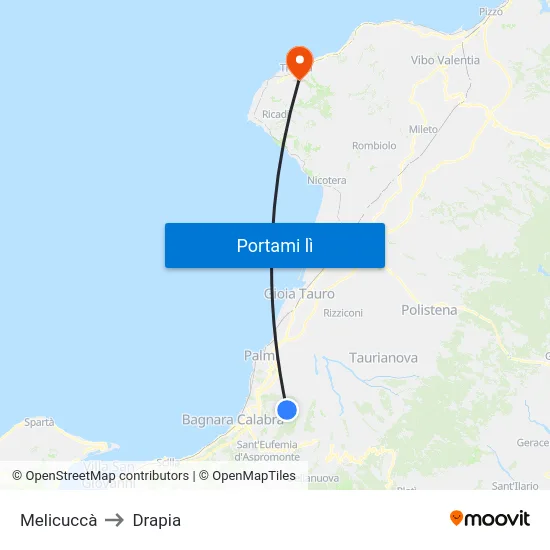 Melicuccà to Drapia map
