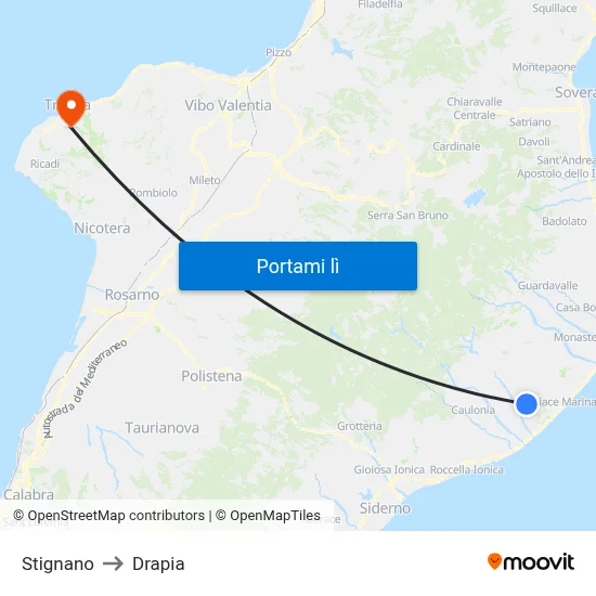 Stignano to Drapia map