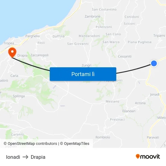 Ionadi to Drapia map