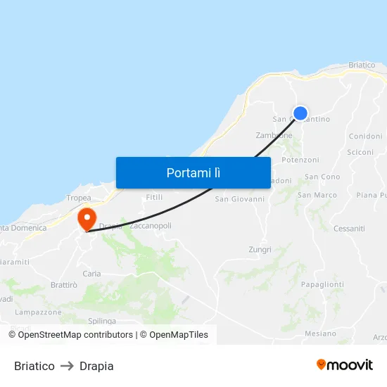 Briatico to Drapia map