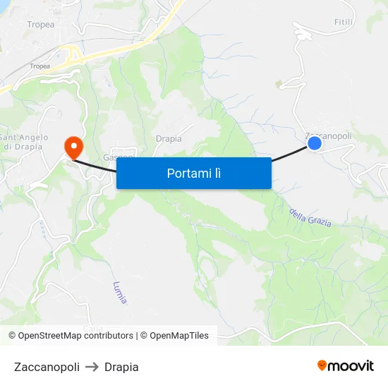 Zaccanopoli to Drapia map