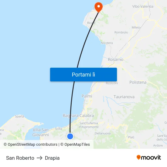 San Roberto to Drapia map