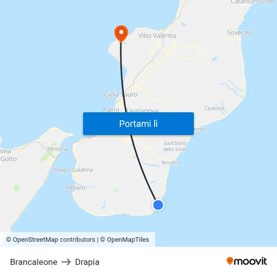 Brancaleone to Drapia map