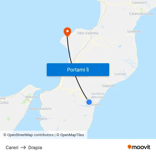 Careri to Drapia map