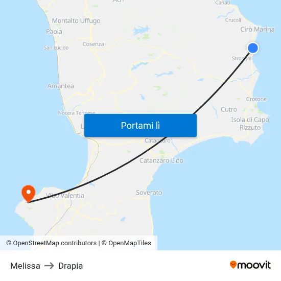 Melissa to Drapia map