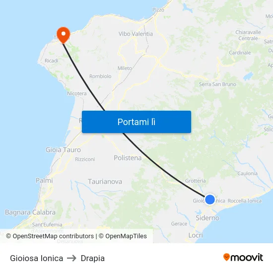 Gioiosa Ionica to Drapia map