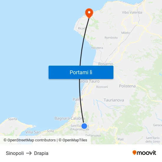 Sinopoli to Drapia map