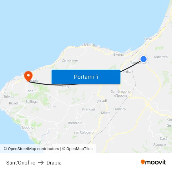 Sant'Onofrio to Drapia map