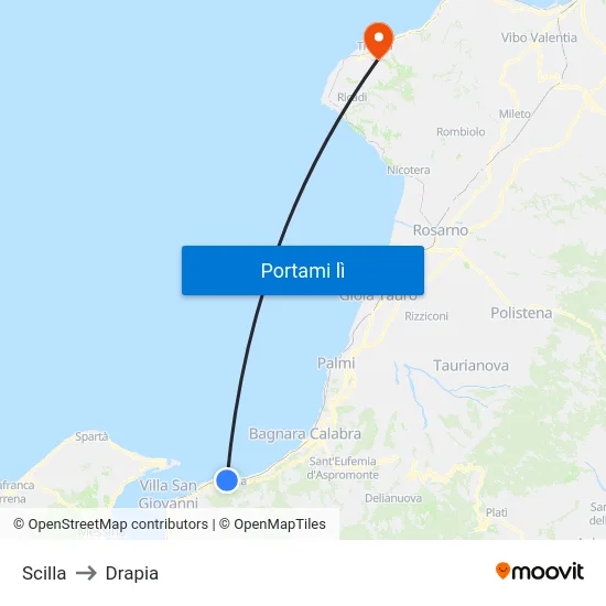 Scilla to Drapia map