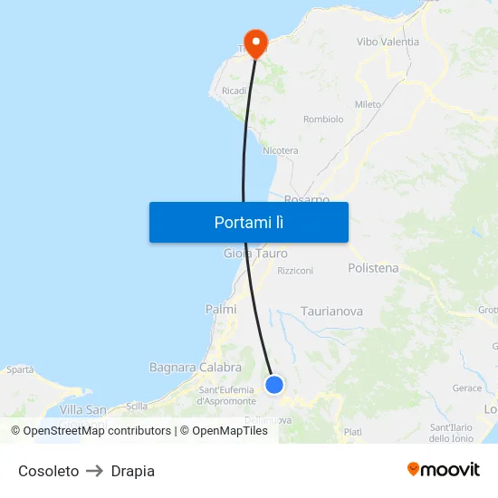 Cosoleto to Drapia map