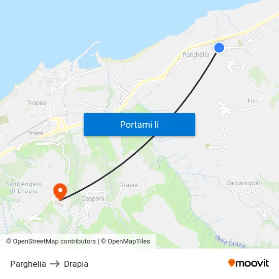 Parghelia to Drapia map