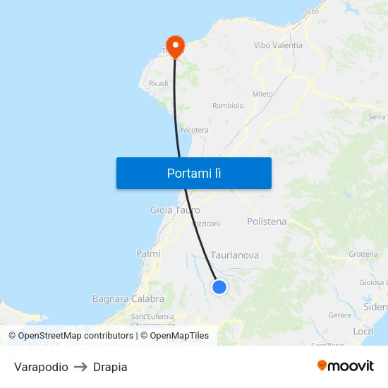Varapodio to Drapia map