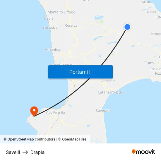 Savelli to Drapia map