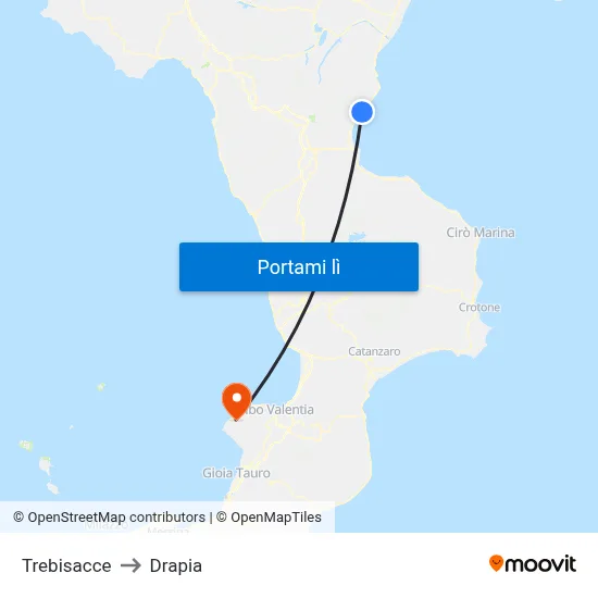 Trebisacce to Drapia map