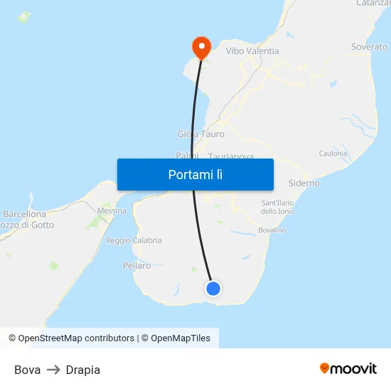 Bova to Drapia map