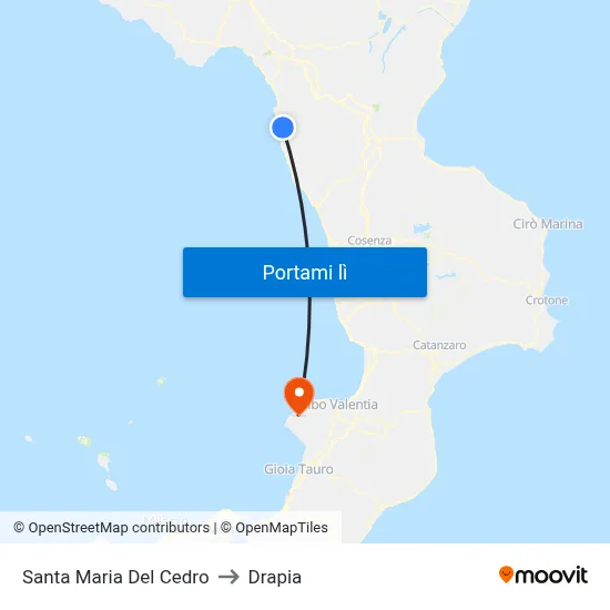 Santa Maria Del Cedro to Drapia map