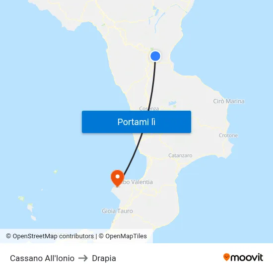 Cassano All'Ionio to Drapia map