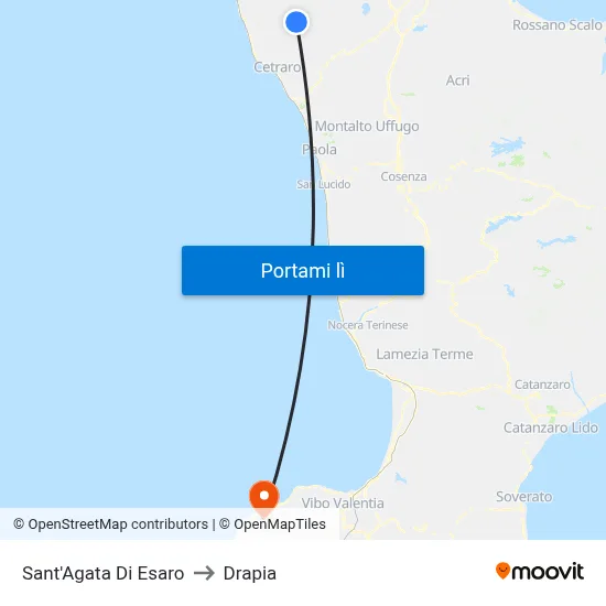 Sant'Agata Di Esaro to Drapia map