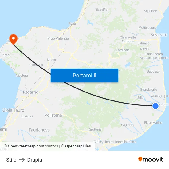 Stilo to Drapia map