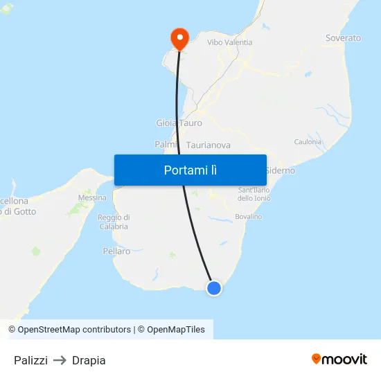 Palizzi to Drapia map