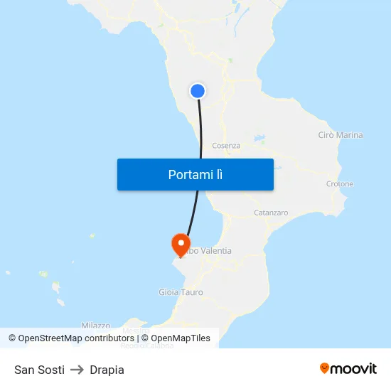 San Sosti to Drapia map