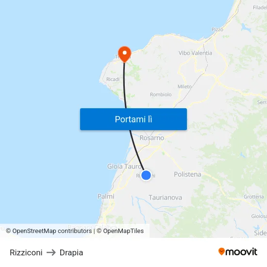 Rizziconi to Drapia map