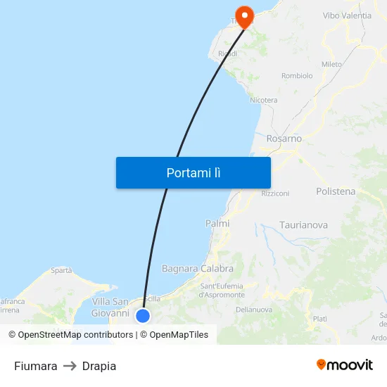 Fiumara to Drapia map