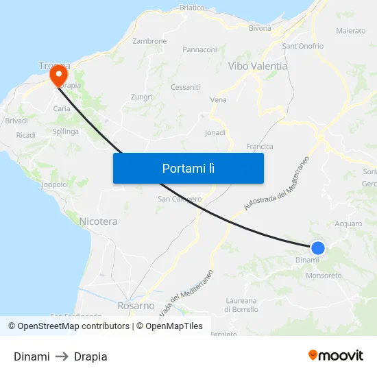 Dinami to Drapia map