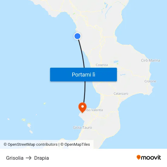 Grisolia to Drapia map