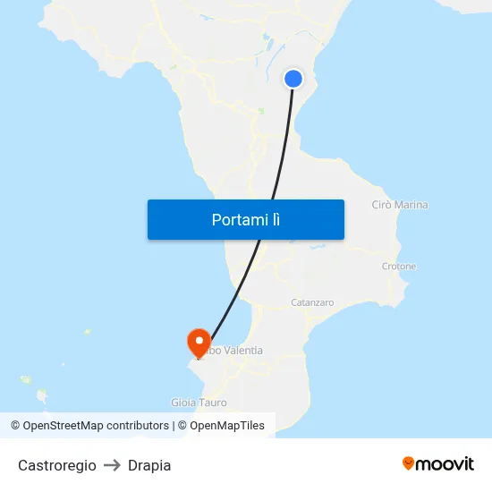 Castroregio to Drapia map