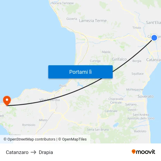 Catanzaro to Drapia map