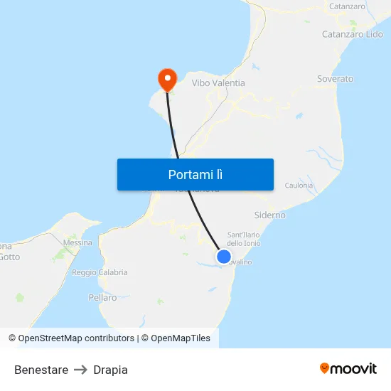 Benestare to Drapia map