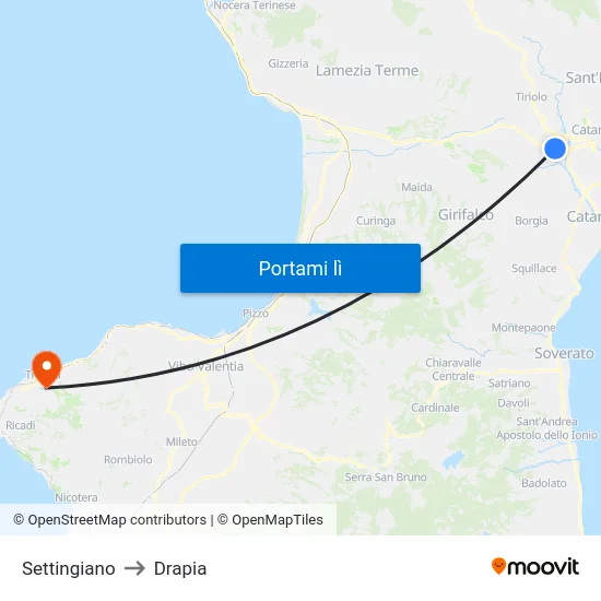 Settingiano to Drapia map