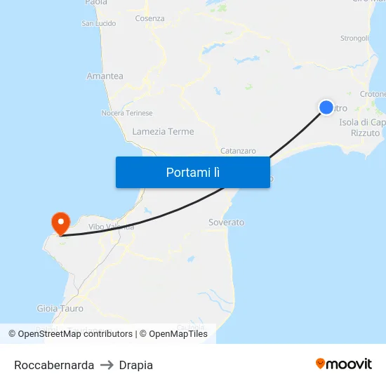 Roccabernarda to Drapia map