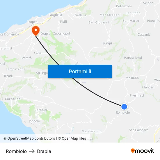 Rombiolo to Drapia map