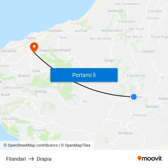 Filandari to Drapia map