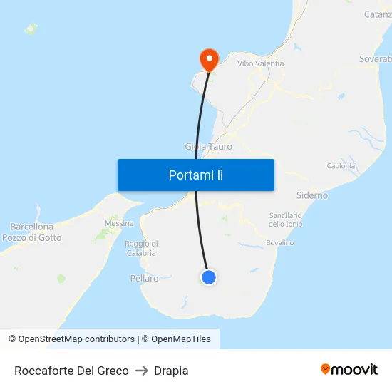 Roccaforte Del Greco to Drapia map