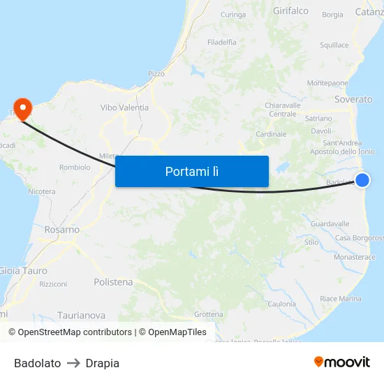 Badolato to Drapia map
