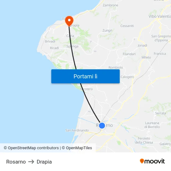 Rosarno to Drapia map