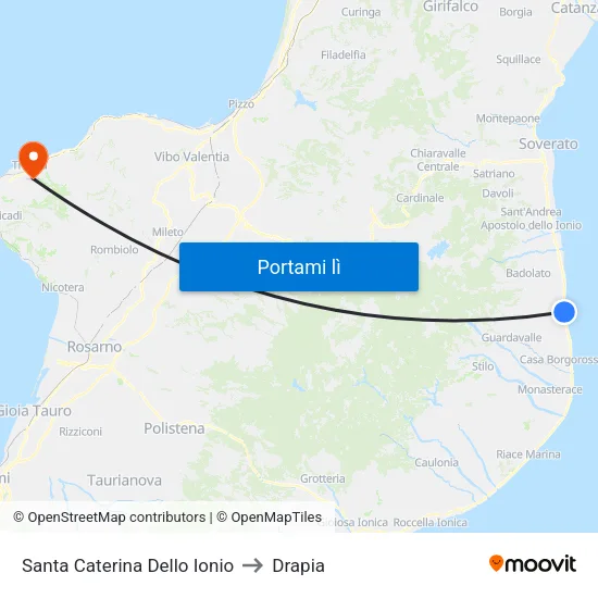 Santa Caterina Dello Ionio to Drapia map