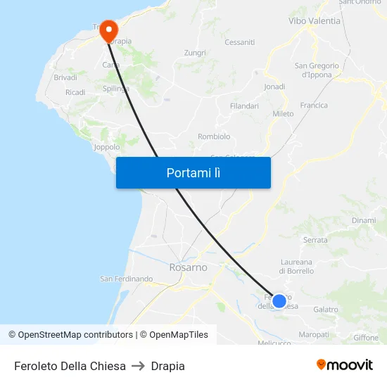 Feroleto Della Chiesa to Drapia map