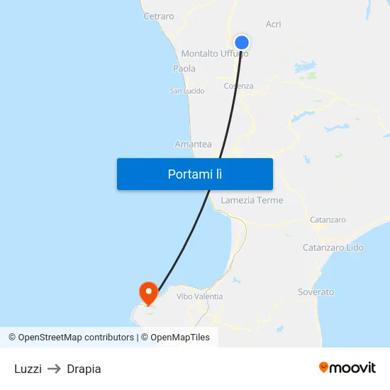 Luzzi to Drapia map