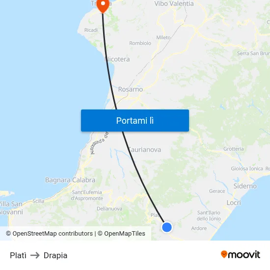 Platì to Drapia map