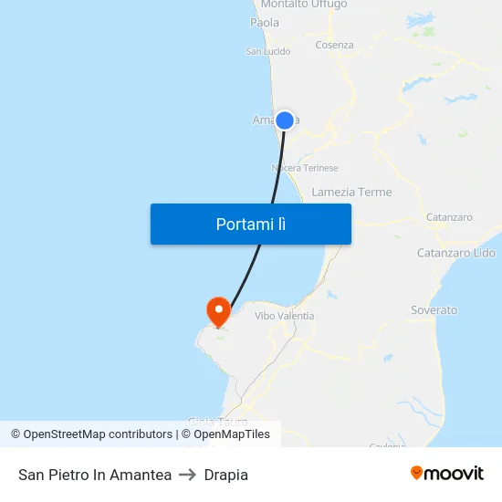 San Pietro In Amantea to Drapia map