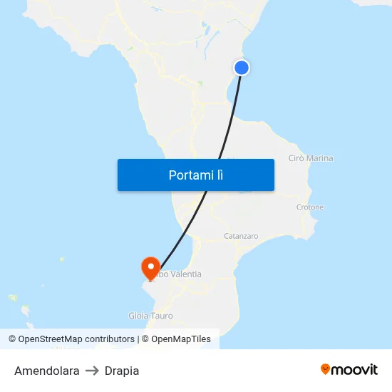 Amendolara to Drapia map