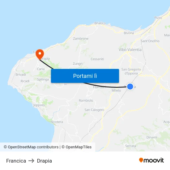 Francica to Drapia map