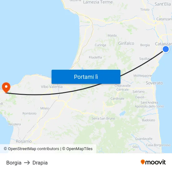 Borgia to Drapia map